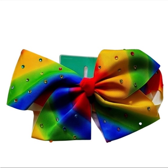 NWT Copper Key Hair Barrette Rainbow Bow with Rhinestones. Large. 6-7" - Picture 5 of 7